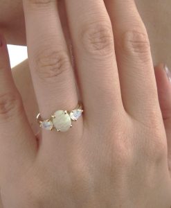 Opal Engagement Ring, Moonstone Engagement Ring