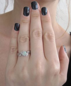 Opal Leaf Engagement Ring, Leaf Opal Ring
