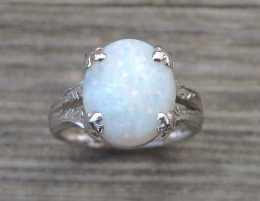 Opal Leaf Engagement Ring, Opal Leaves Engagement Ring