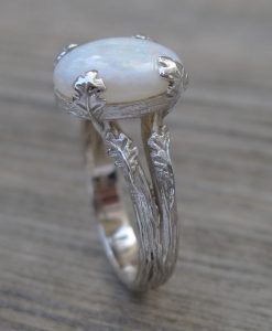 Opal Leaf Engagement Ring, Opal Leaves Engagement Ring