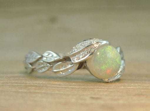 Opal Leaf Ring, Opal Engagement Ring