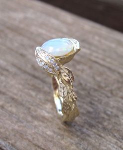 Opal Leaves Ring, Opal Engagement Ring