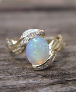 Opal Leaves Ring, Opal Engagement Ring