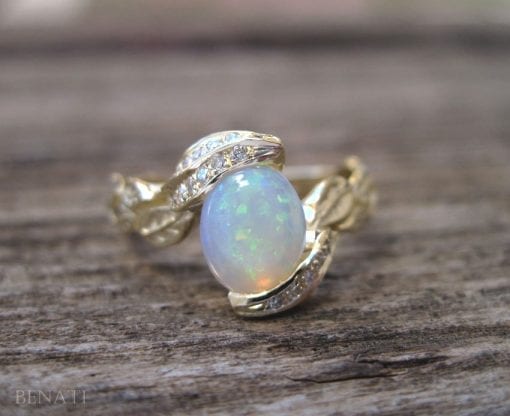 Opal Leaves Ring, Opal Engagement Ring