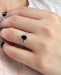 Oval Braided Rope Ring - 14k White Gold - Oval Violet Purple Blue Iolite Natural Gemstone - New Designer Gold Twisted Rope Engagement Ring