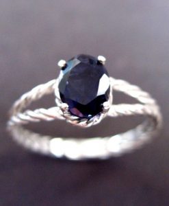 Oval Braided Rope Ring - 14k White Gold - Oval Violet Purple Blue Iolite Natural Gemstone - New Designer Gold Twisted Rope Engagement Ring