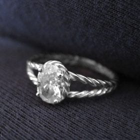 Oval Diamond Twisted Rope Engagement ring, Oval Diamond Engagement ring