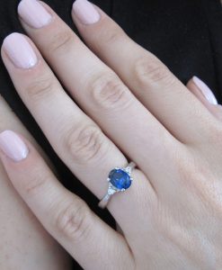 Oval Sapphire Antique Engagement Ring, Antique Gold Ring
