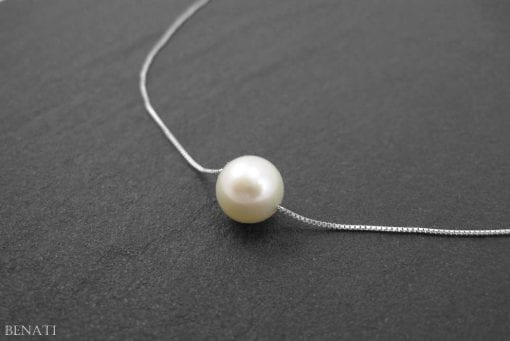 Pearl gold necklace, single pearl gold necklace