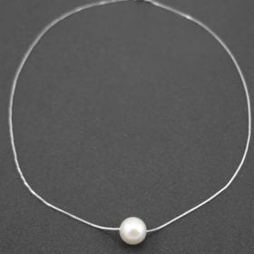 Pearl gold necklace, single pearl gold necklace