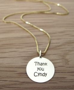 Personalized Gold Pendant With Engraving, Round Personalized Gold Charm With Any Engraving In 14k Solid Gold