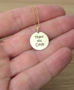 Personalized Gold Pendant With Engraving, Round Personalized Gold Charm With Any Engraving In 14k Solid Gold