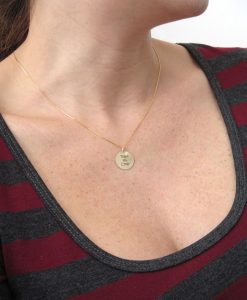 Personalized Gold Pendant With Engraving, Round Personalized Gold Charm With Any Engraving In 14k Solid Gold