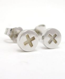Phillips Screw Stud Earrings, White Gold Simple Stud Earrings