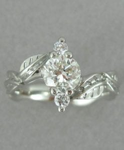 Platinum 1 carat Diamond Leaf Engagement Ring,Leaves Engagement Ring