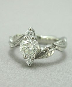 Platinum 1 carat Diamond Leaf Engagement Ring,Leaves Engagement Ring