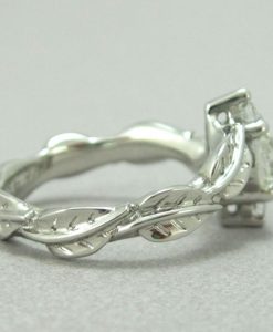 Platinum 1 carat Diamond Leaf Engagement Ring,Leaves Engagement Ring