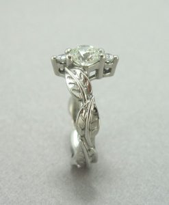 Platinum 1 carat Diamond Leaf Engagement Ring,Leaves Engagement Ring