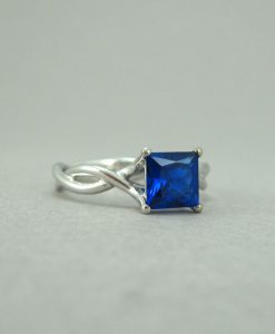 Princess cut sapphire infinity engagement ring, Infinity sapphire engagement ring