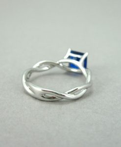 Princess cut sapphire infinity engagement ring, Infinity sapphire engagement ring