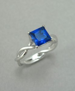 Princess cut sapphire infinity engagement ring, Infinity sapphire engagement ring