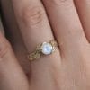 Rainbow Moonstone Leaves Engagement Ring, Leaf Ring With Moonstone