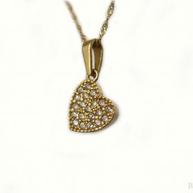 Romantic gold heart pendant with diamonds - crafted in 14k yellow solid gold - best diamond deal, new designer heart