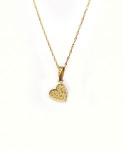 Romantic gold heart pendant with diamonds - crafted in 14k yellow solid gold - best diamond deal, new designer heart