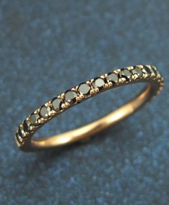 Rose Gold Diamond Eternity Band, Rose Gold  Black Diamond Ring