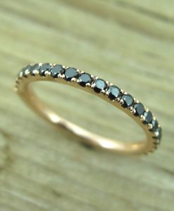 Rose Gold Diamond Eternity Band, Rose Gold  Black Diamond Ring