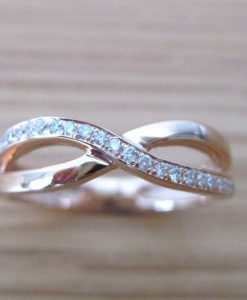 Rose Gold Diamond Knot Ring, Infinity Knot Ring