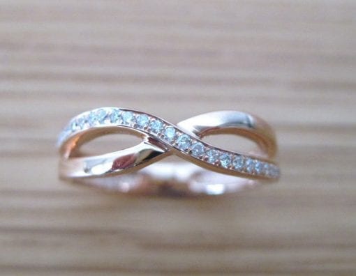 Rose Gold Diamond Knot Ring, Infinity Knot Ring