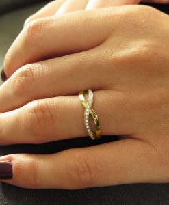 Rose Gold Diamond Knot Ring, Infinity Knot Ring