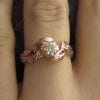 Rose Gold Engagement Ring, Engagement Leaf Ring