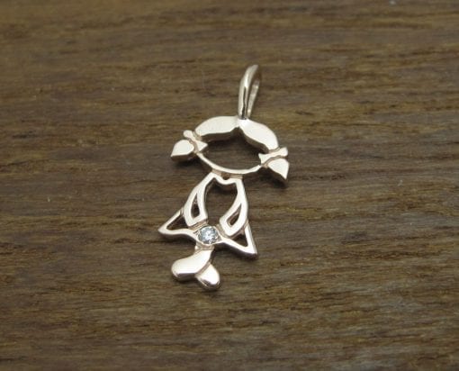 Rose Gold Girl Baby pendant, Rose Gold Child Necklace