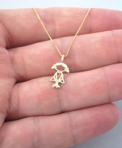 Rose Gold Girl Baby pendant, Rose Gold Child Necklace