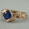 Rose Gold Leaf Engagement Ring, Rose Gold Leaves Sapphire Engagement Ring