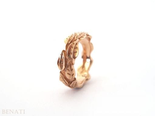 Rose Gold Leaf Ring, Gold Leaf Wedding band