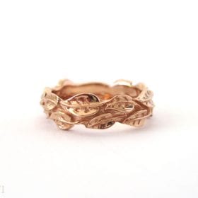 Rose Gold Leaf Ring, Gold Leaf Wedding band
