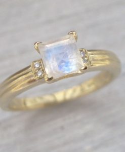 Rose Gold Moonstone Vintage Style Engagement Ring, Rose Gold Antique Moonstone Ring