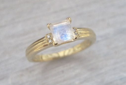 Rose Gold Moonstone Vintage Style Engagement Ring, Rose Gold Antique Moonstone Ring