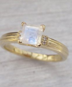 Rose Gold Moonstone Vintage Style Engagement Ring, Rose Gold Antique Moonstone Ring