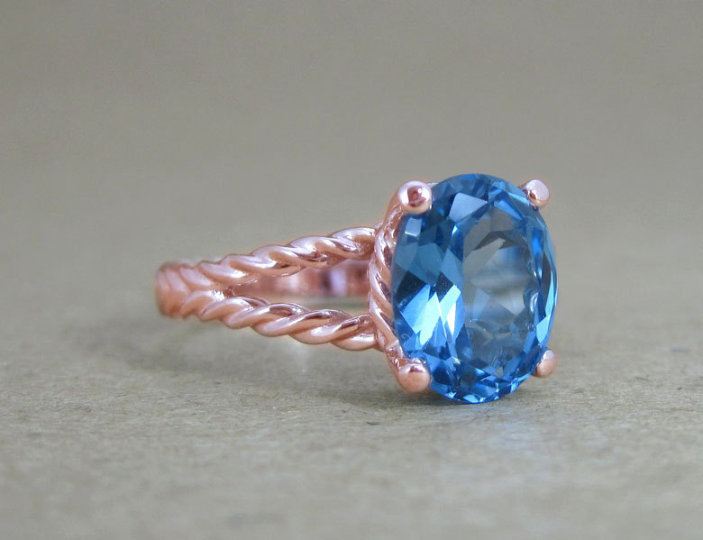 London blue topaz engagement ring in rose gold / Adonis | Eden Garden  Jewelry™