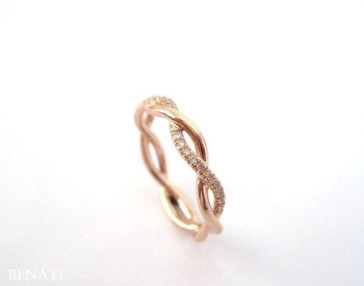 Rose Gold Wedding Ring, Diamond Infinity Wedding Ring
