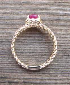 Ruby Engagement Ring, Cushion Ruby Braided