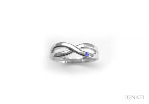 SALE - Gold Infinity Ring With A Blue Sapphire - Solid 14k White Gold Ring  - Gold Infinity Knot Sapphire Ring - Gold Infinity Promise Ring