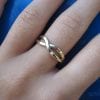 Sale - Gold Infinity Ring with a diamond - Solid 14k yellow gold ring  - Gold infinity knot diamond ring - infinity promise ring