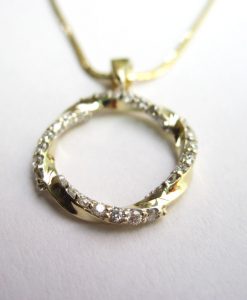 Sale - Infinity mobius pendant - 14k yellow gold & natural diamonds - new infinity knot pendant - loop - 0.42 carat