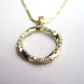 Sale - Infinity mobius pendant - 14k yellow gold & natural diamonds - new infinity knot pendant - loop - 0.42 carat