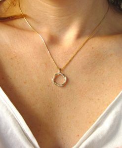 Sale - Infinity mobius pendant - 14k yellow gold & natural diamonds - new infinity knot pendant - loop - 0.42 carat